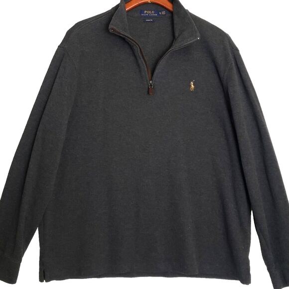 Polo Ralph Lauren Estate Rib 1/4 Zip Size XL Charcoal Gray Pullover Sweater - Picture 1 of 11